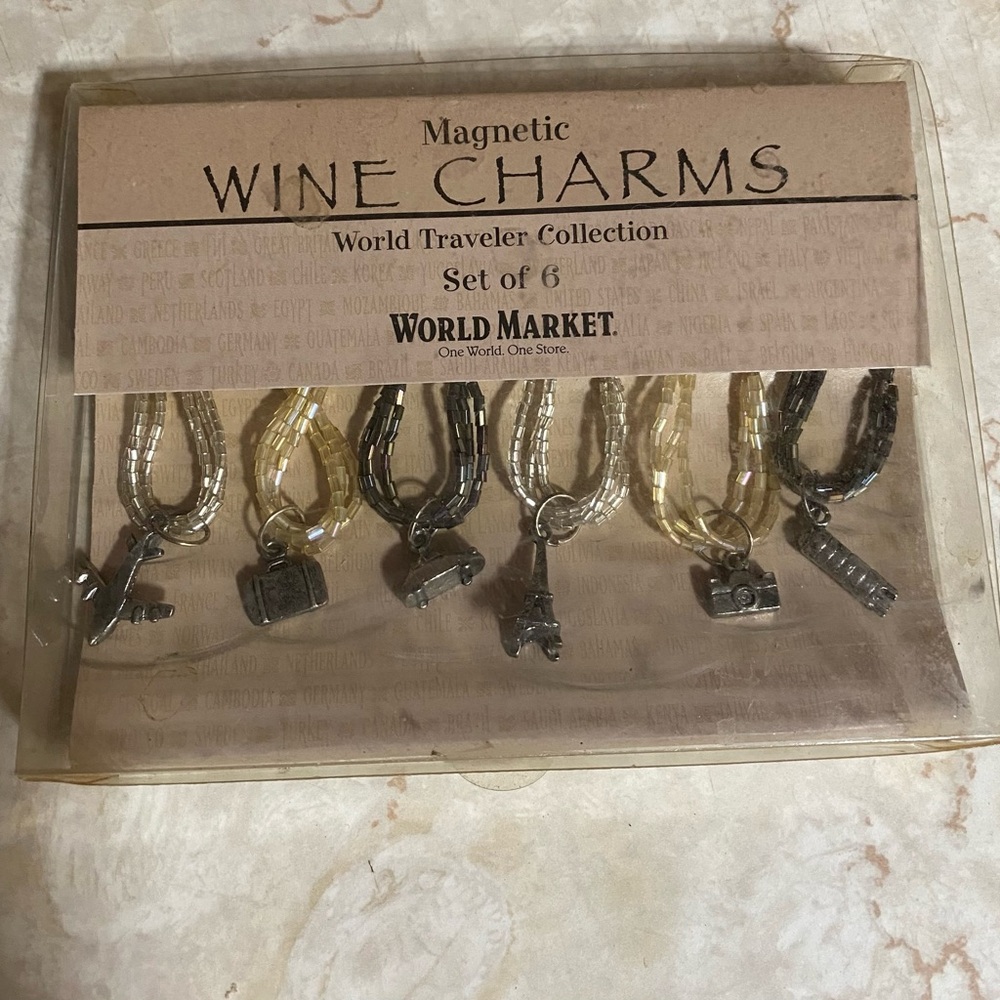 Cost Plus World Market Magnetic Wine Charms Set - Silver and Gold